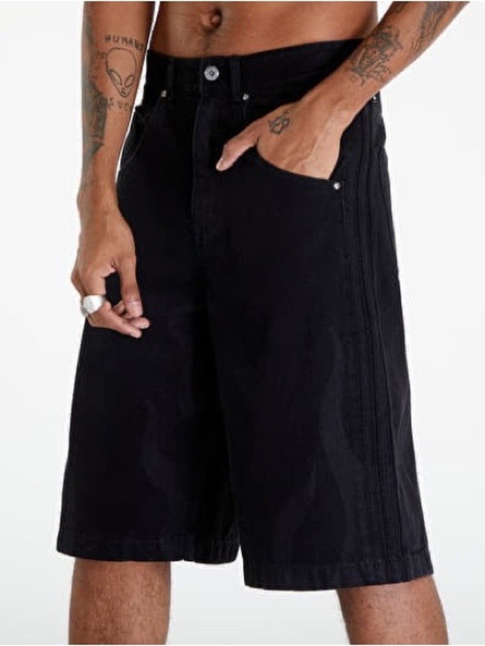 NWT Adidas Flame Denim Bermuda Ling Denim Shorts - Medium Black - 34